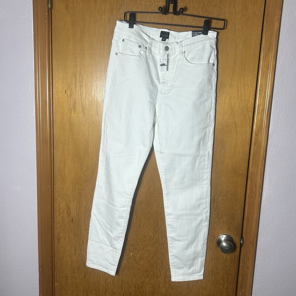 J.CREW Factory 9” Mid Rise Skinny Jean 30 White Denim Signature Stretch Pant NEW